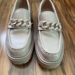 Aldo Elegant Cream Loafers with Chain Detail